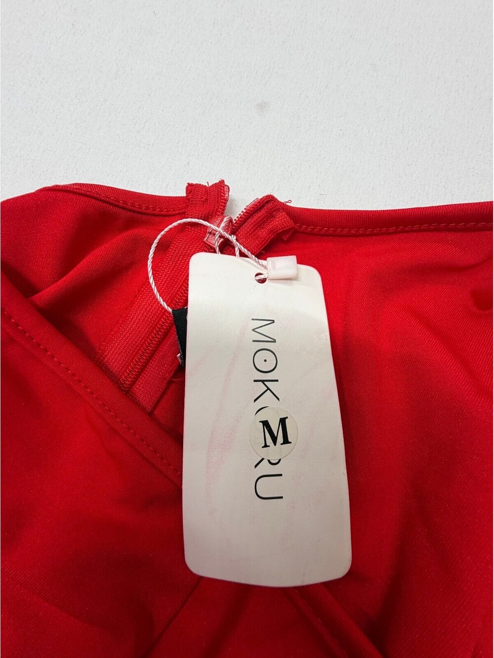 Mokoru Women's Sheath Dress One-Shoulder Ruffle Midi Solid Size Medium Red NWT - Picture 11 of 12